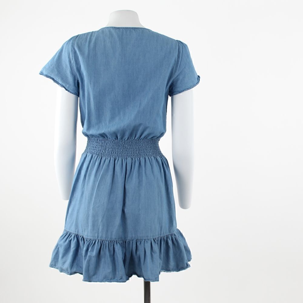 Michael Kors Tiered Faux-Wrap Fit Flare D Light Cadet Wash - Picture 3 of 6
